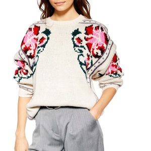 NWT TOPSHOP Floral Embroidered Sweater
